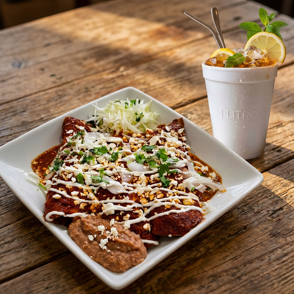 Enchiladas + Agua