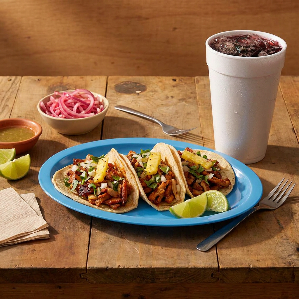3 Tacos de Pastor + Refresco