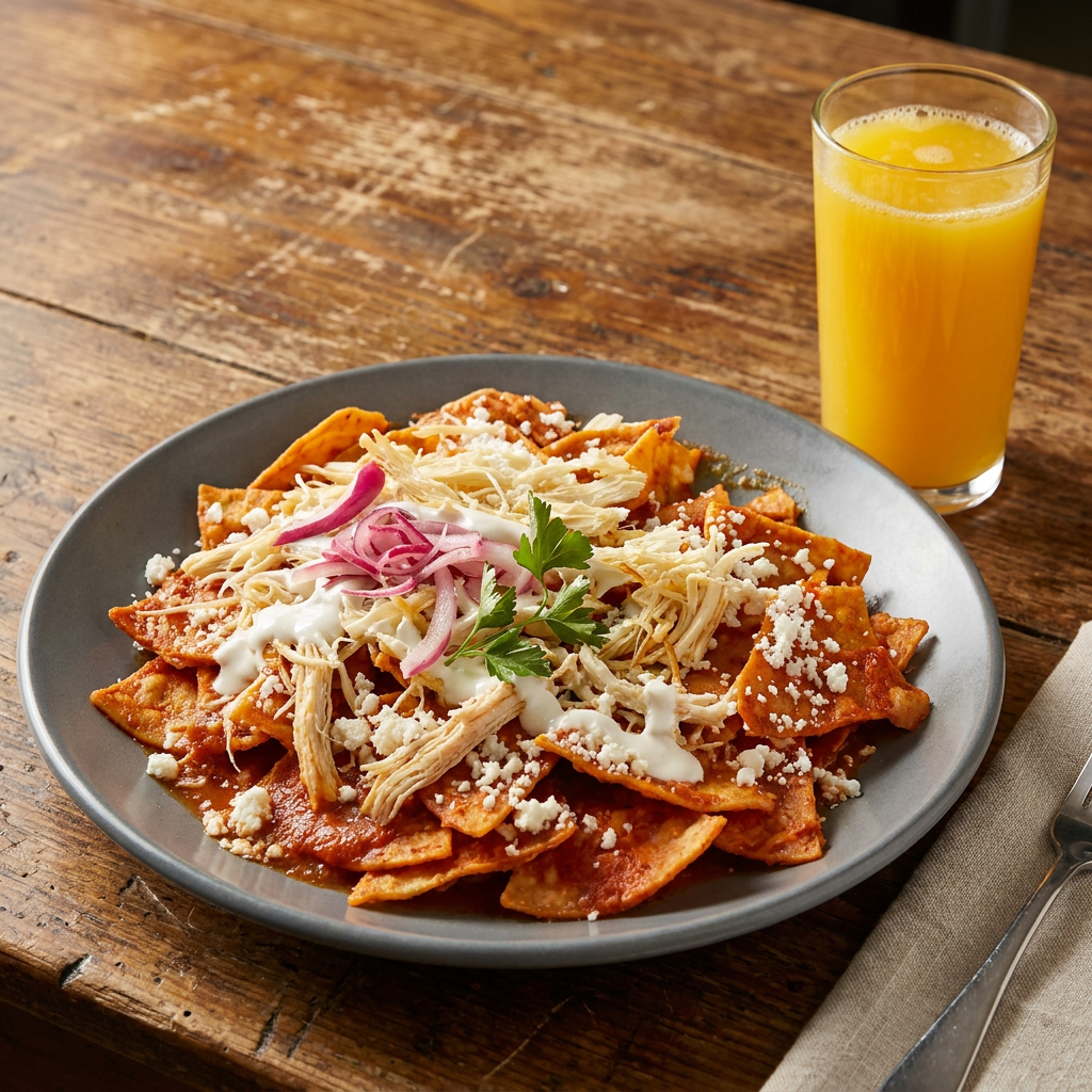 Chilaquiles Rojos C*1 + Jugo del Día.*1