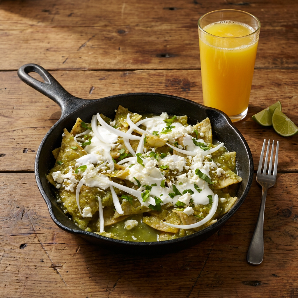 Chilaquiles Verdes C*1 + Jugo del Día.*1