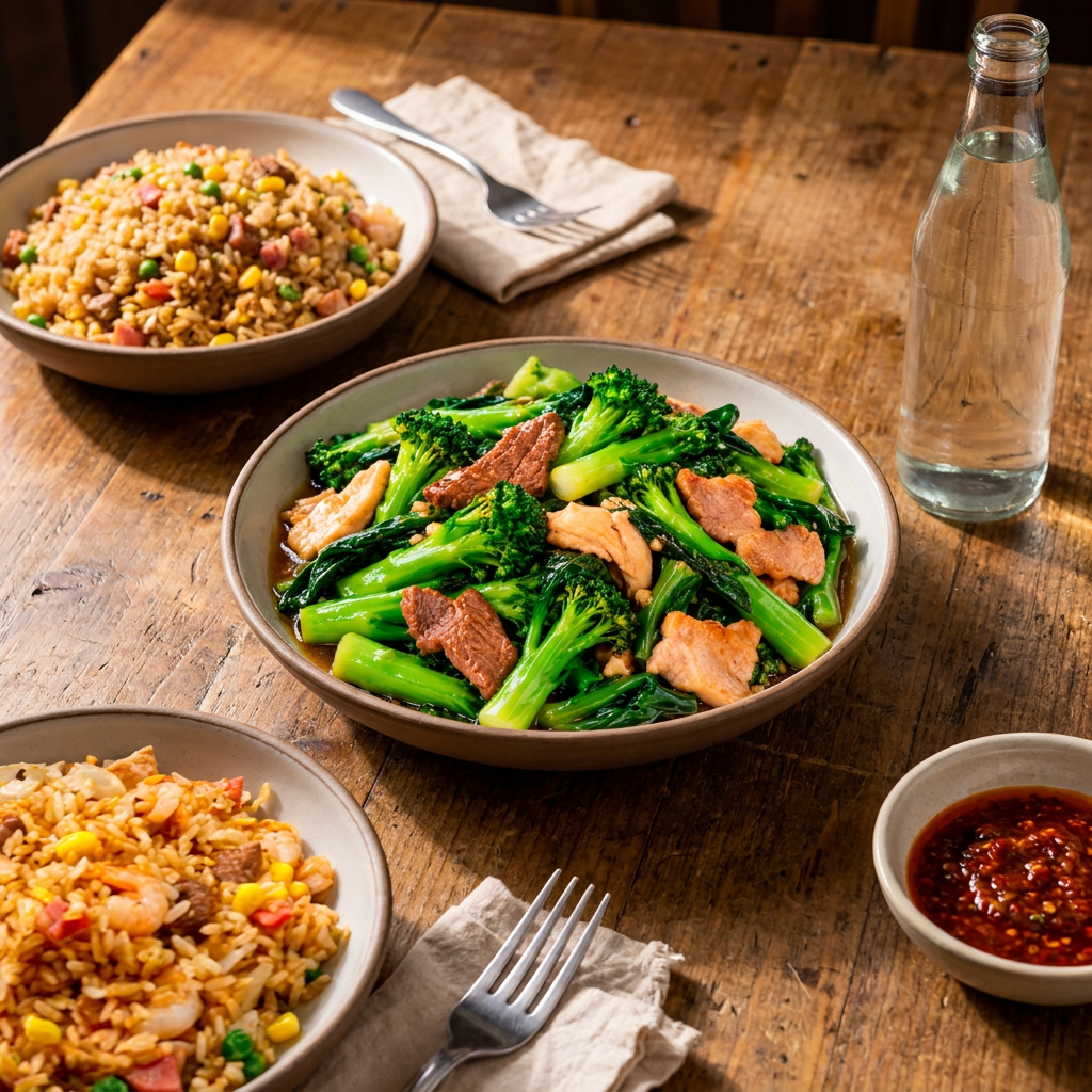 Arroz Mixto & Brocoli en Combinacion de Carnes